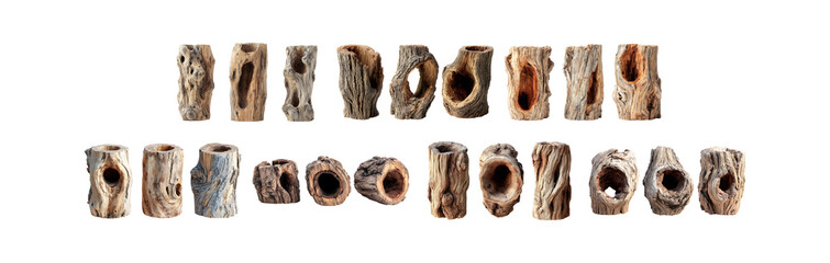 Pack of Hollow Log Decorations Aquarium  Terrarium Accessories against transparent Background