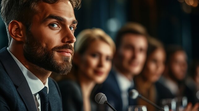 Business conference showcases insightful discussion and networking among diverse professionals in a formal setting