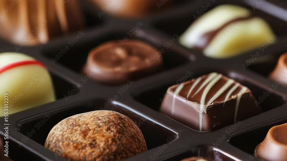 Aufkleber a close-up shot of a box of chocolates, ideal for use in advertisements or editorial content