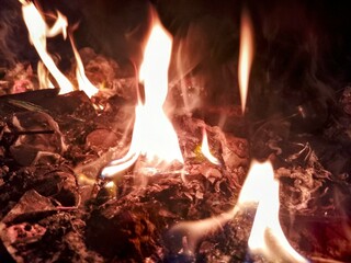 fire in fireplace