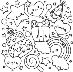 hand drawn vector illustration of a happy birthday