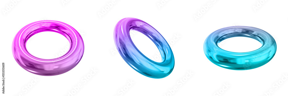 Fototapete 3d chrome metallic abstract shape objects, 3d rendering steel gradient shape design element, futuris