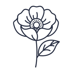 Flower illustration line art on white background