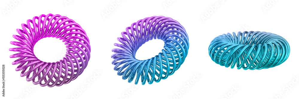 Poster 3d chrome metallic abstract shape objects, 3d rendering steel gradient shape design element, futuris