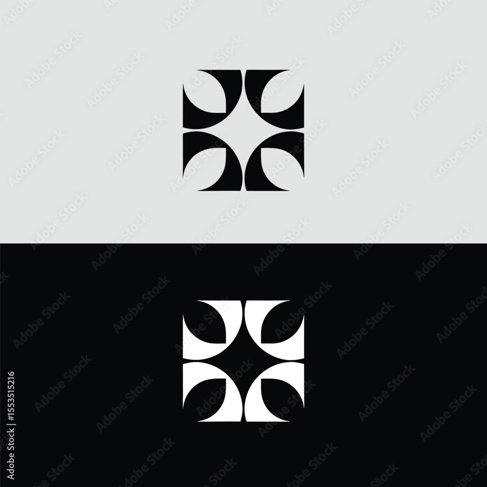 Poster an abstract geometric logo design features a square shape isolated on a two tone background