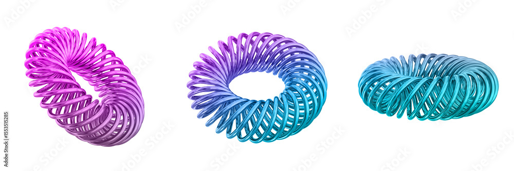 Poster 3d chrome metallic abstract shape objects, 3d rendering steel gradient shape design element, futuris