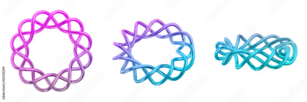 Poster 3d chrome metallic abstract shape objects, 3d rendering steel gradient shape design element, futuris