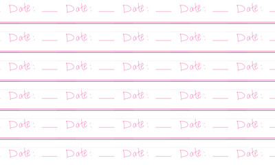 Cute pastel lined paper with repeating pink “Date” words in horizontal rows, vector illustration great for note-taking or planner design

