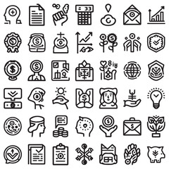 Outline Icon Set 1 Related to Company Values, Business Ethics, and Corporate Goals vector in Adobe Illustrator Artwork