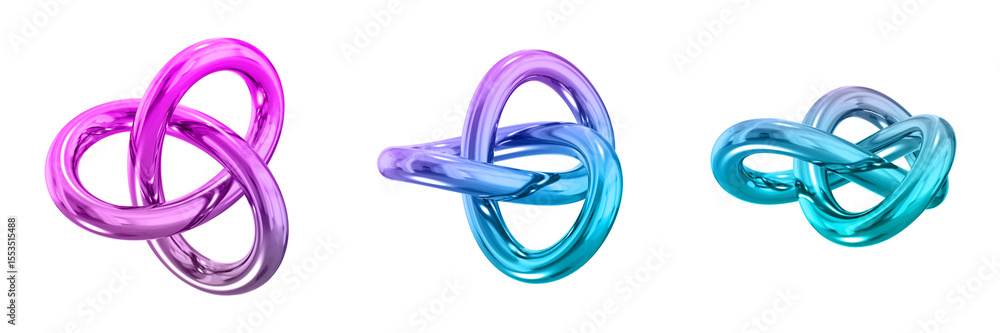 Poster 3d chrome metallic abstract shape objects, 3d rendering steel gradient shape design element, futuris