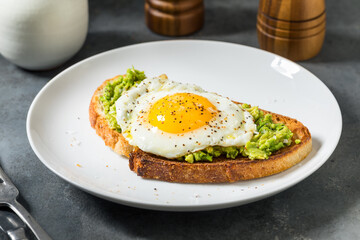 Healthy Homemade Avocado Toast with Over Easy Egg
