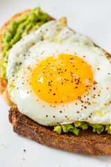 Healthy Homemade Avocado Toast with Over Easy Egg