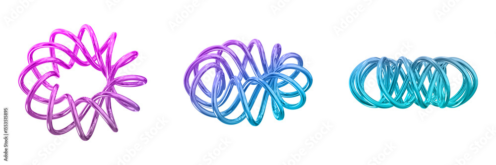 Poster 3d chrome metallic abstract shape objects, 3d rendering steel gradient shape design element, futuris
