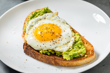 Healthy Homemade Avocado Toast with Over Easy Egg
