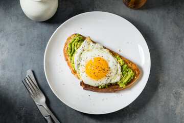 Healthy Homemade Avocado Toast with Over Easy Egg
