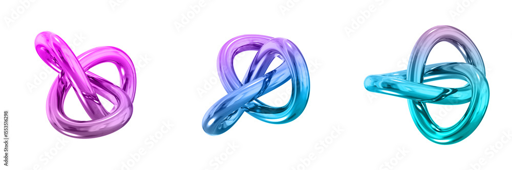 Aufkleber 3d chrome metallic abstract shape objects, 3d rendering steel gradient shape design element, futuris