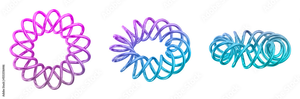 Poster 3d chrome metallic abstract shape objects, 3d rendering steel gradient shape design element, futuris