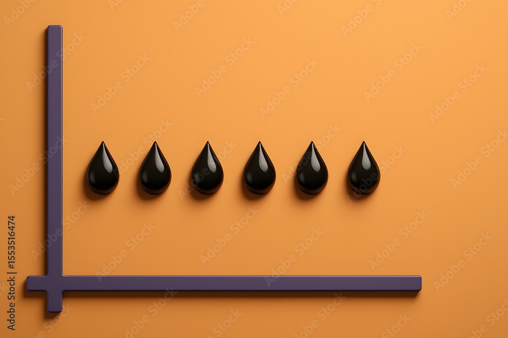 Aufkleber Black Droplets Arranged in a Graph Format on Orange Background