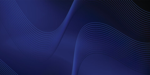 Abstract dark blue background with glowing curved lines and smooth gradient wave pattern. modern design vector illustration eps 10
