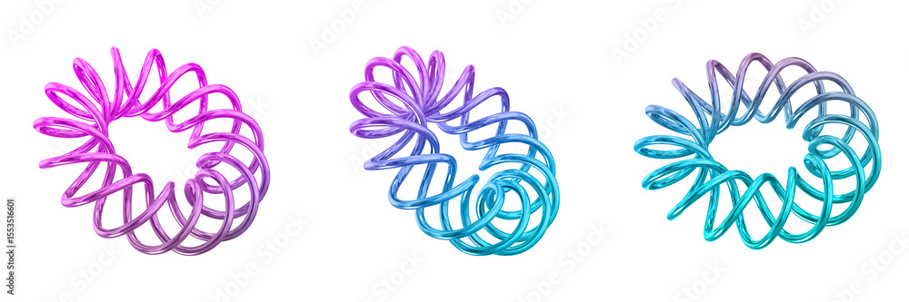 Poster 3d chrome metallic abstract shape objects, 3d rendering steel gradient shape design element, futuris