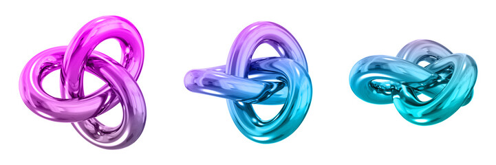 3D Chrome Metallic Abstract Shape Objects, 3d rendering steel gradient shape design element, futuristic, shiny design