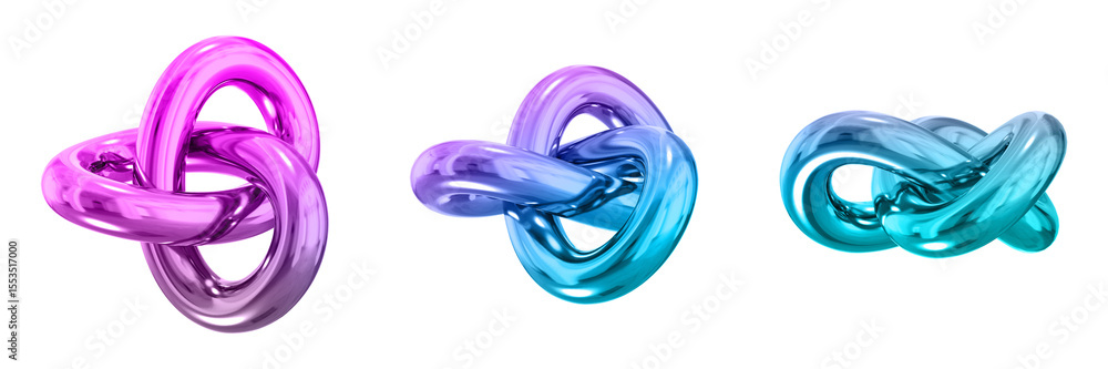 Poster 3d chrome metallic abstract shape objects, 3d rendering steel gradient shape design element, futuris