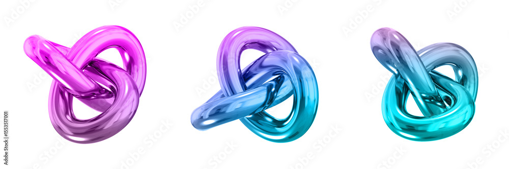 Poster 3d chrome metallic abstract shape objects, 3d rendering steel gradient shape design element, futuris