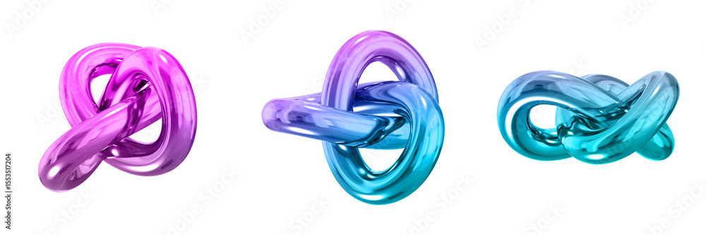 Poster 3d chrome metallic abstract shape objects, 3d rendering steel gradient shape design element, futuris