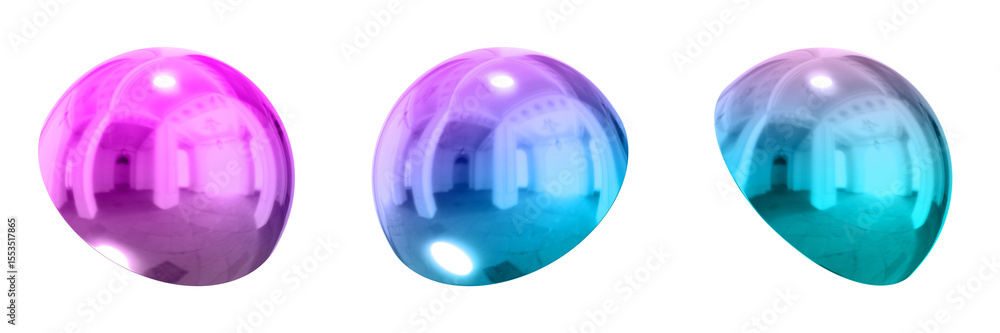 Poster 3d chrome metallic abstract shape objects, 3d rendering steel gradient shape design element, futuris