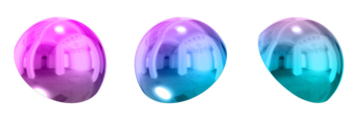 3D Chrome Metallic Abstract Shape Objects, 3d rendering steel gradient shape design element, futuristic, shiny design