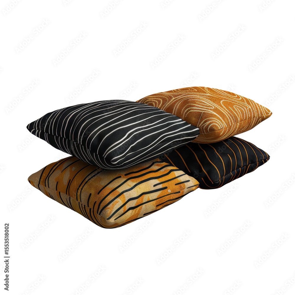 Poster stylish decorative pillows with unique patterns and textures, perfect for enhancing home decor and a