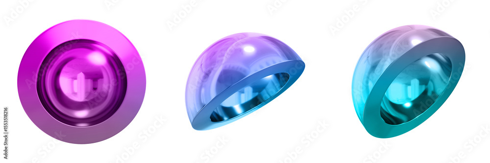 Poster 3d chrome metallic abstract shape objects, 3d rendering steel gradient shape design element, futuris