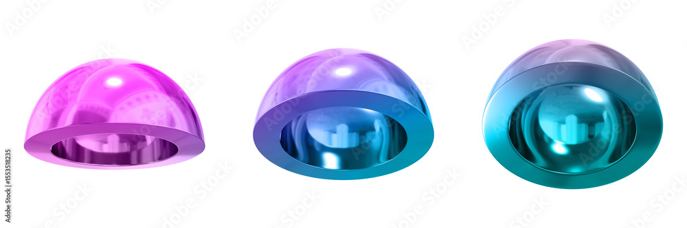 Poster 3d chrome metallic abstract shape objects, 3d rendering steel gradient shape design element, futuris