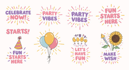 Lively Party and Celebration Graphic Elements Collection. ideal for invitations, social media posts, event promotions, or any design needing to capture a joyful atmosphere. © Fendi