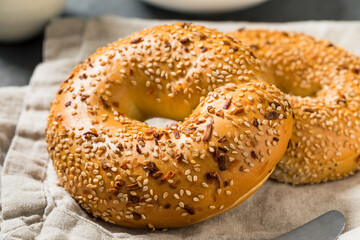 Warm Everything Bagels for Breakfast