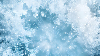 Intricate details of ice crystals and snow, a winter wonderland texture, background