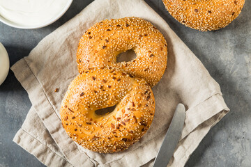 Warm Everything Bagels for Breakfast