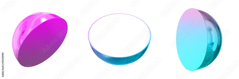 Fototapete 3d abstract shape objects, 3d rendering metallic gradient shape design element, futuristic, shiny de