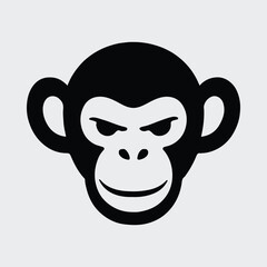 Silhouette monkey face logo simple design Vector illustration