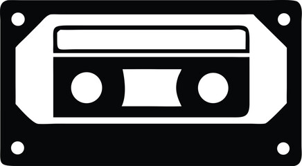 Obraz premium A stylized black cassette tape shows music nostalgia with its vintage design over transparent backdrop