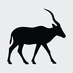 Silhouette oryx antelope walking graceful pose wild animal vector illustration