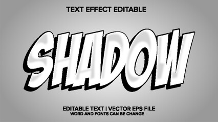 black and white shadow text effect vector editable