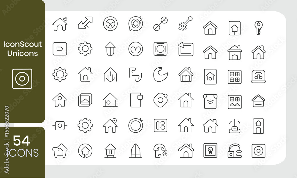 Poster modern minimalist icon set featuring various icons suitable for web and mobile applications