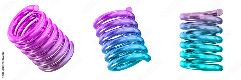 Fototapete 3d abstract shape objects, 3d rendering metallic gradient shape design element, futuristic, shiny de