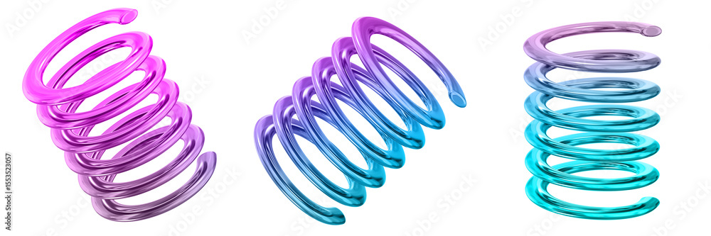 Fototapete 3d abstract shape objects, 3d rendering metallic gradient shape design element, futuristic, shiny de