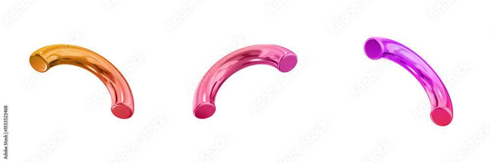 Fototapete 3d abstract shape objects, 3d rendering metallic gradient shape design element, futuristic, shiny de