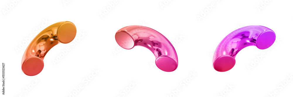 Fototapete 3d abstract shape objects, 3d rendering metallic gradient shape design element, futuristic, shiny de