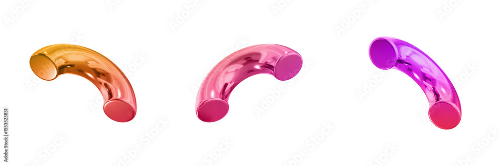 Fototapete 3d abstract shape objects, 3d rendering metallic gradient shape design element, futuristic, shiny de