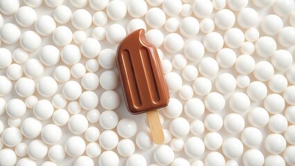 Chocolate ice cream on the white cotton balls