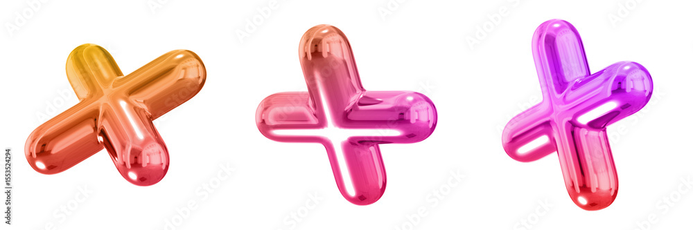 Fototapete 3d abstract shape objects, 3d rendering metallic gradient shape design element, futuristic, shiny de